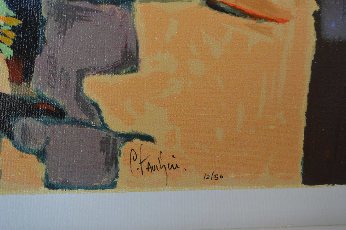 La Vie en Rouge Serigraph by Claude Fauchere - Size: 25"L x 19"W