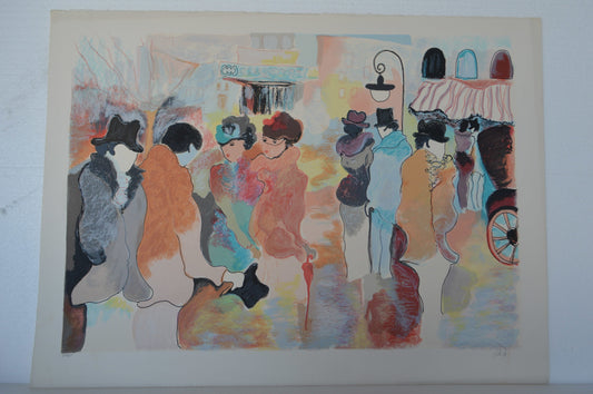 Evening Gathering Serigraph by Zule -  Size: 27"L x 19"W