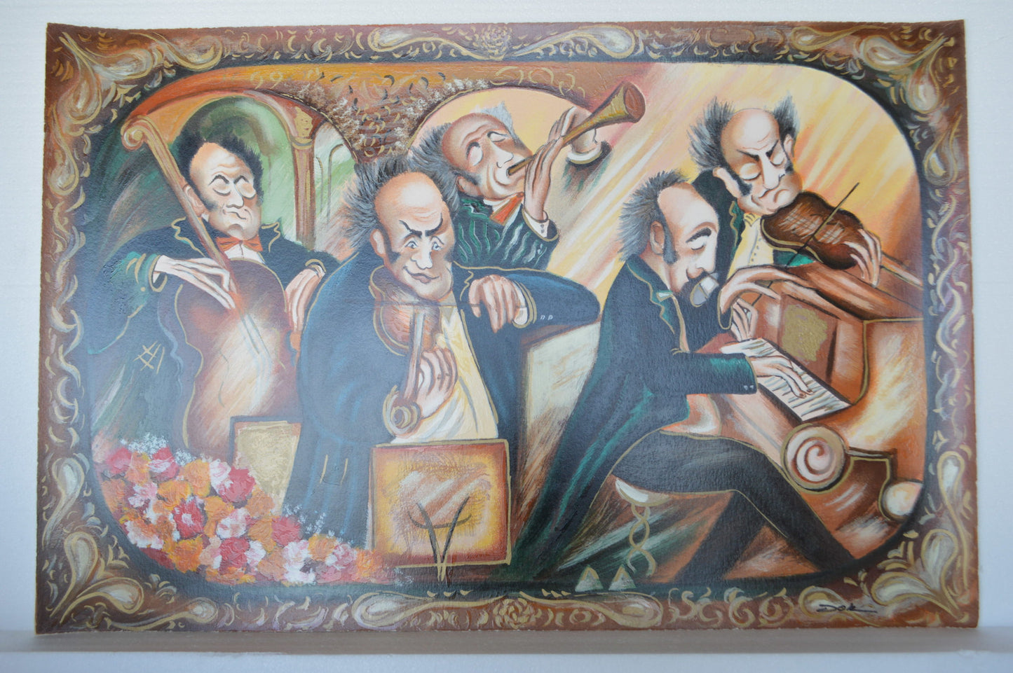 Musicians painting Serigraph by Dor - Size: 33"L x 22"W