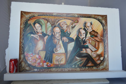 Musicians painting Serigraph by Dor -  Size: 33"L x 22"W