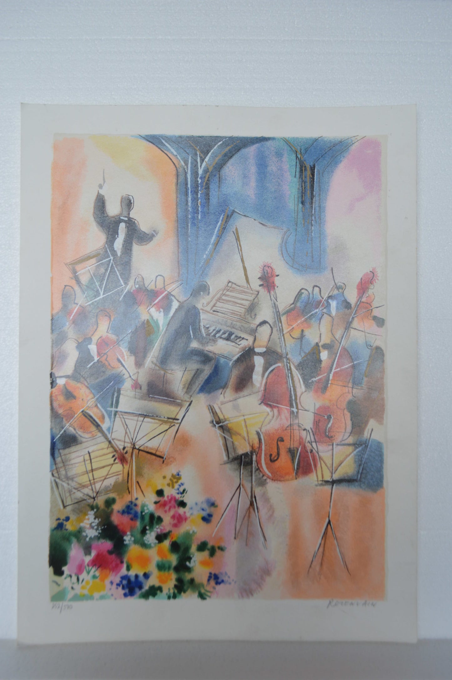 Piano and Strings Serigraph by Michael Rozenvain - Size: 18"L x 13"W