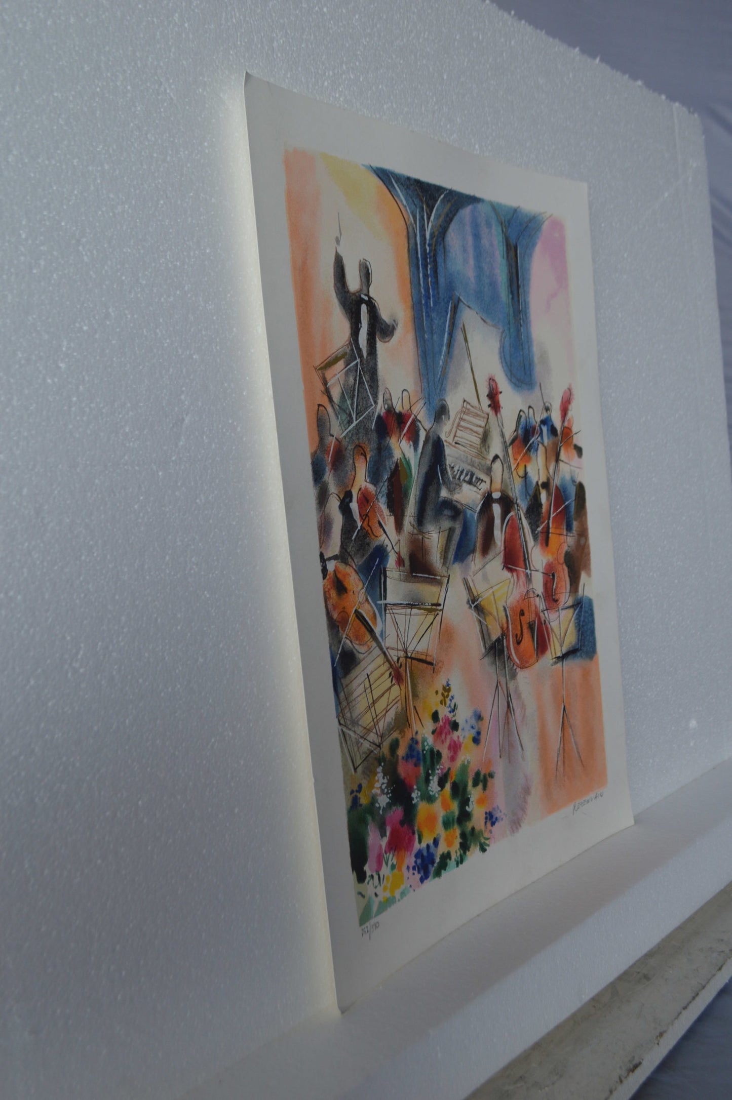 Piano and Strings Serigraph by Michael Rozenvain - Size: 18"L x 13"W
