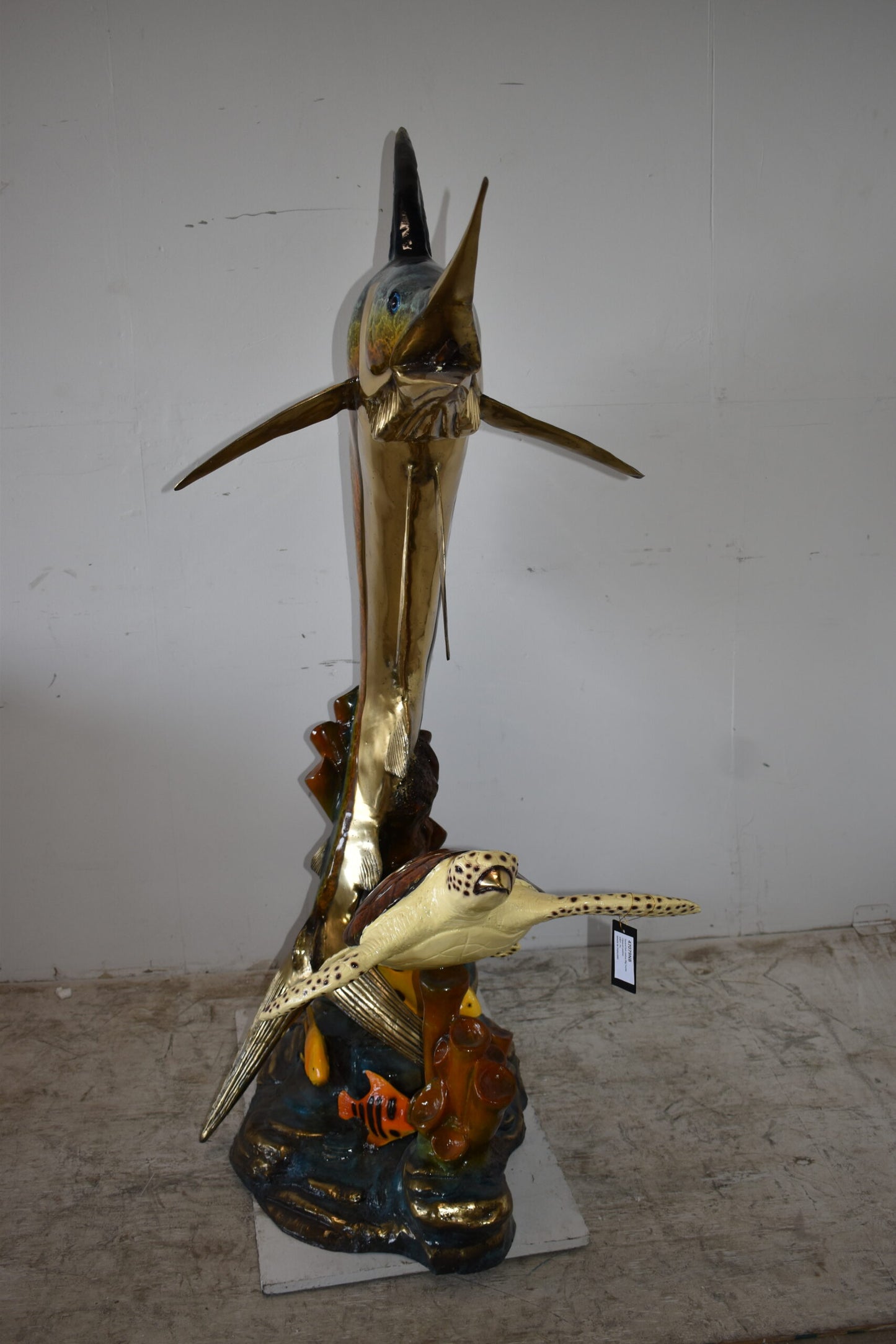 Sailfish and a Large Sea Turtle Bronze Statue Size: 47" x 29" x 68"H
