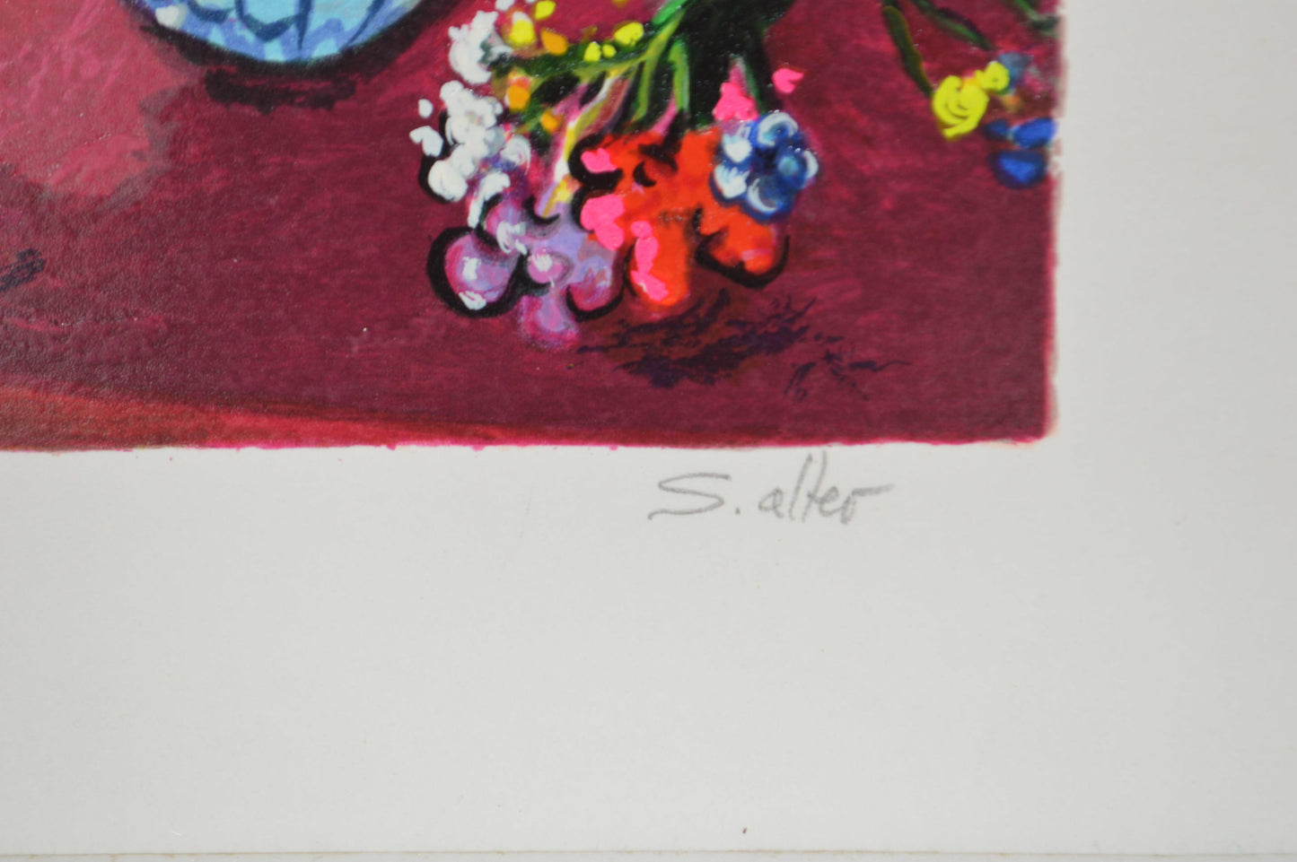 Blue Vase serigraph, By Shlomo Alter - Size: 12"L x 8"W