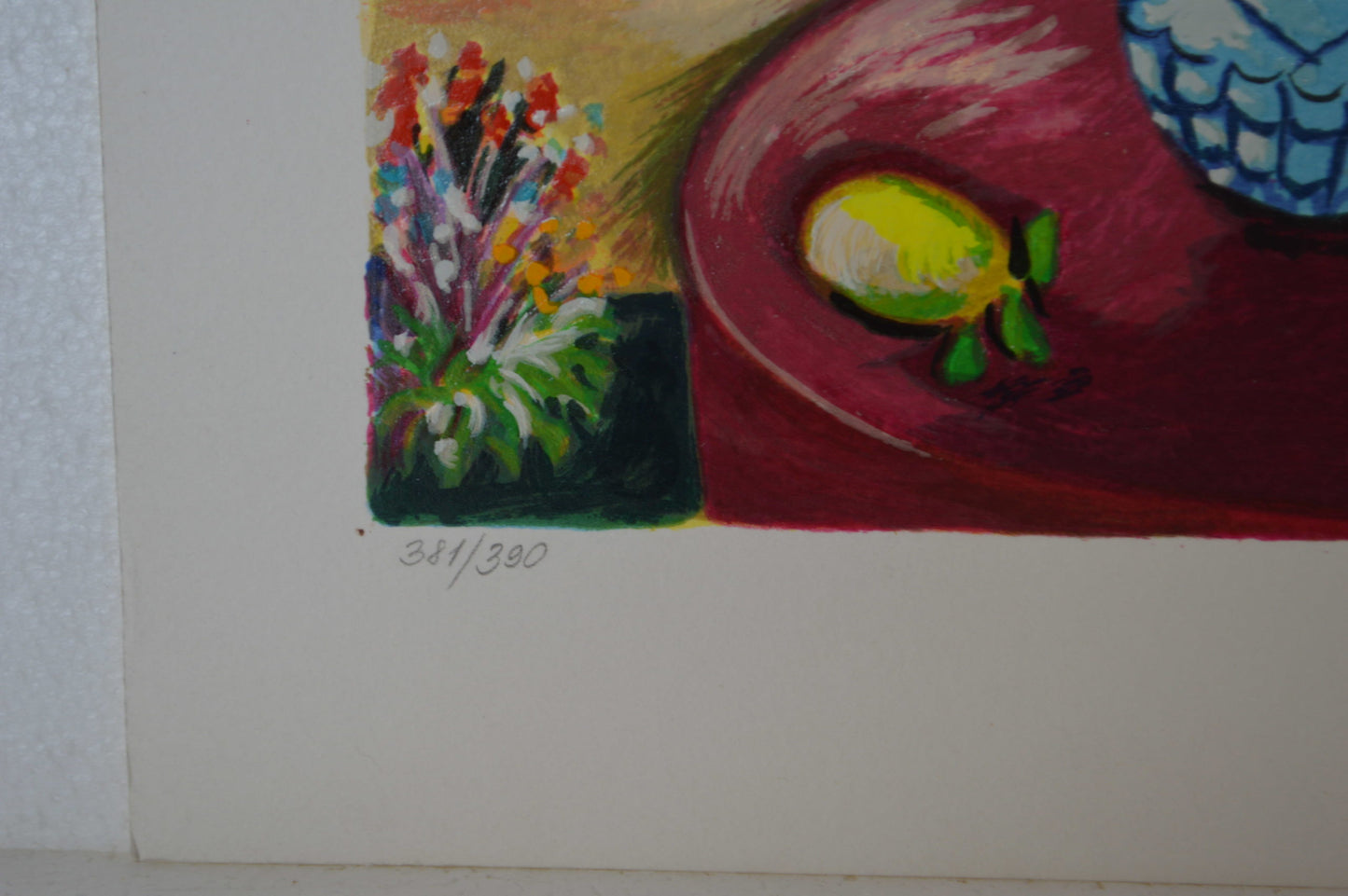 Blue Vase serigraph, By Shlomo Alter -  Size: 12"L x 8"W