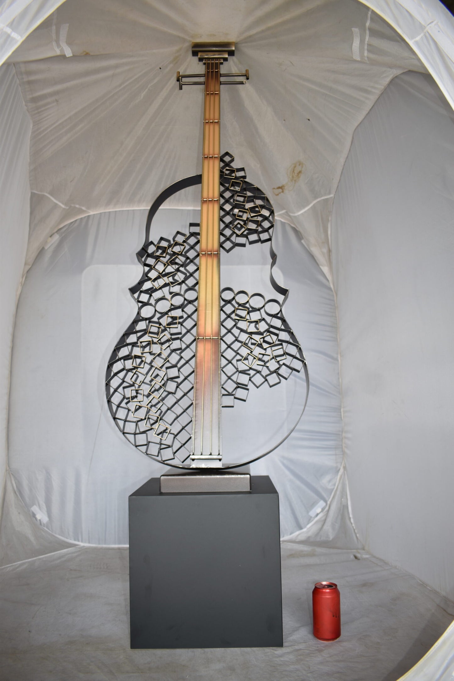 Creative And Modern Metal Guitar on Base Art Piece Size: 21" x 18" x 71"H