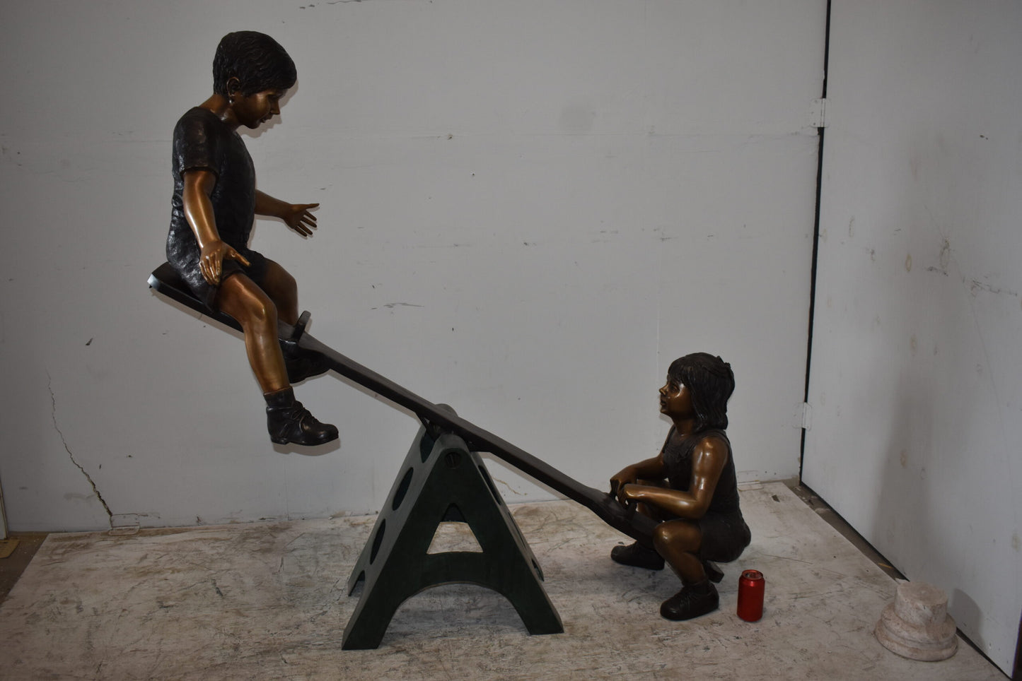 Playful Children on a See-Saw Bronze Statue Size: 76" x 27" x 59"H