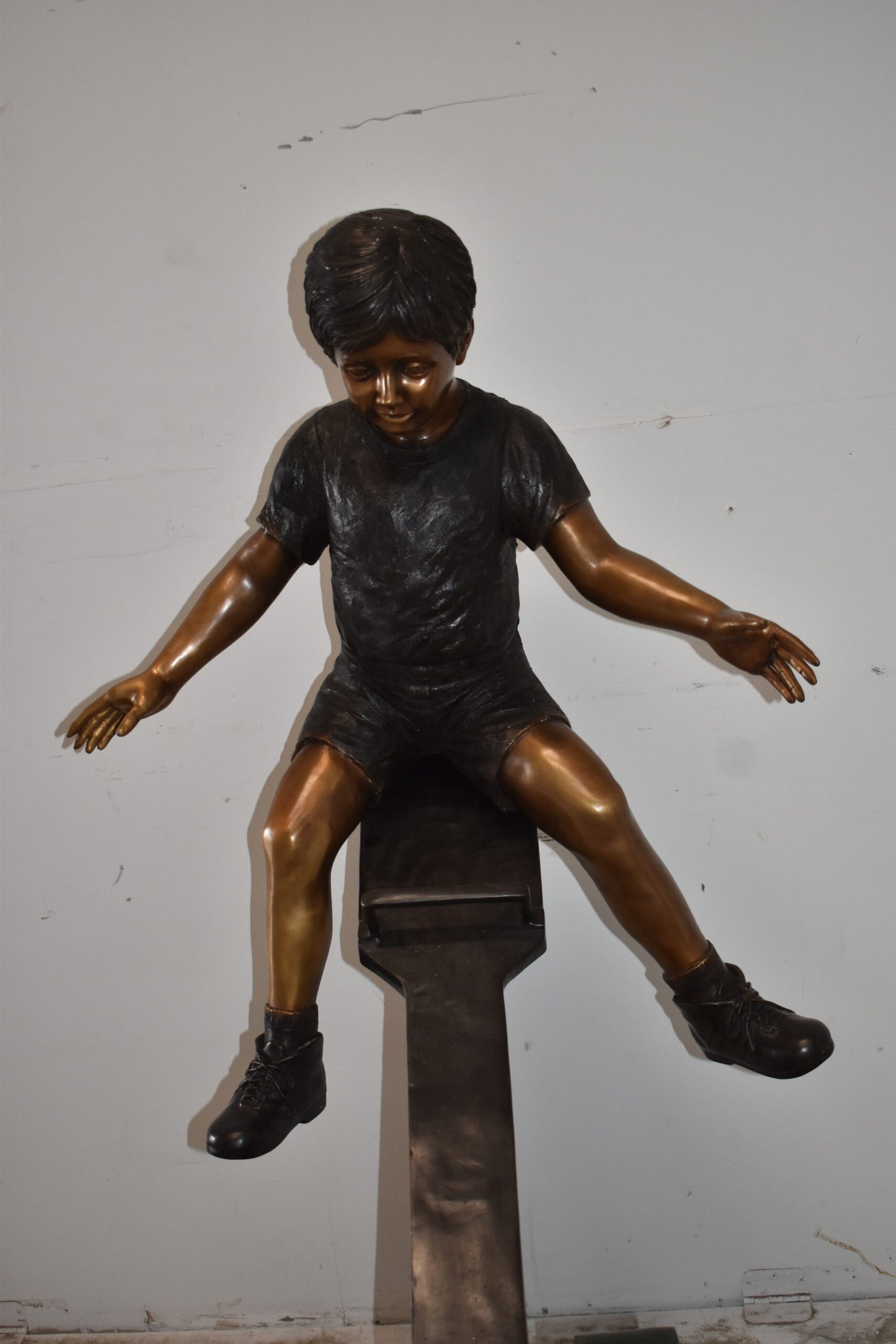 Playful Children on a See-Saw Bronze Statue Size: 76" x 27" x 59"H