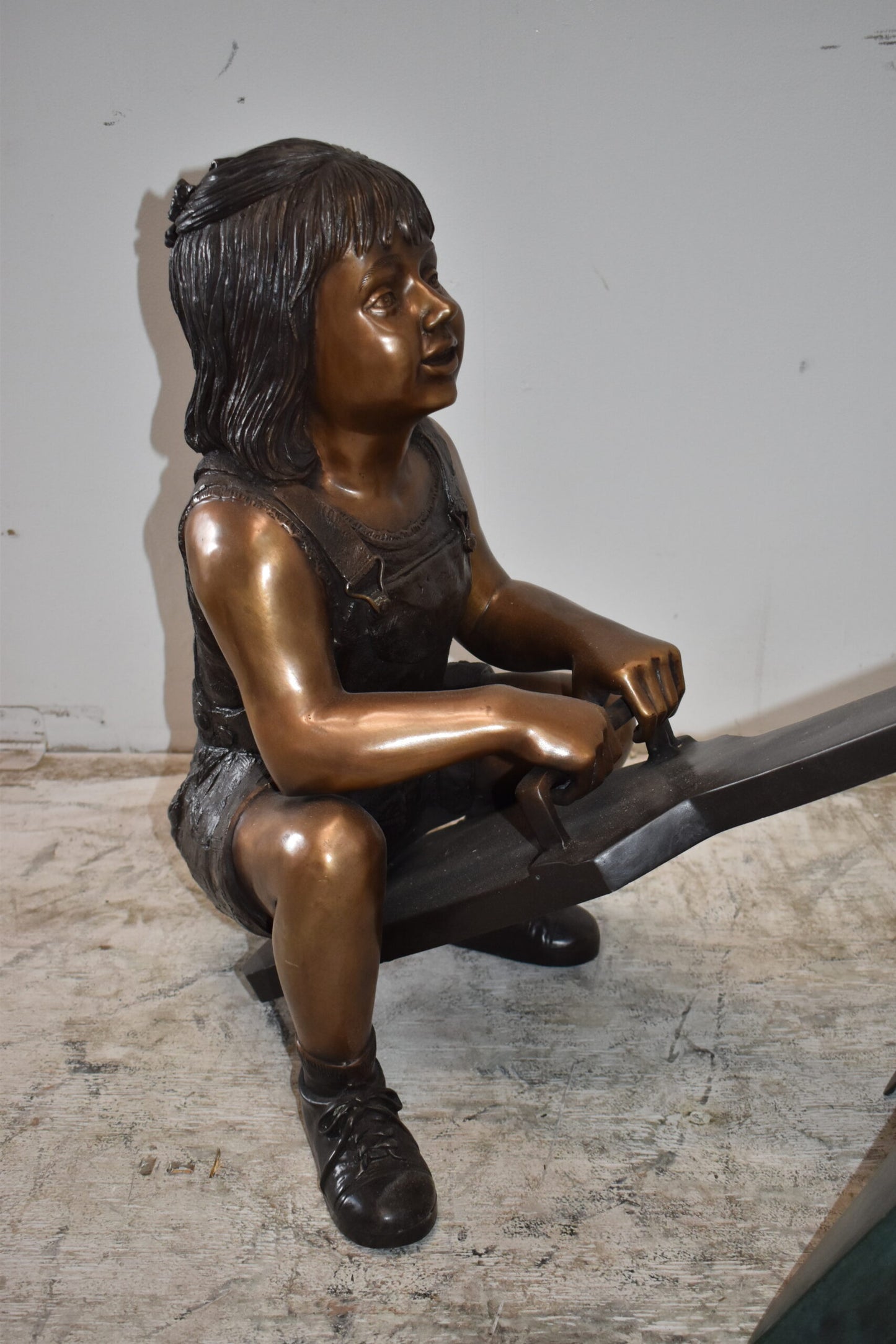 Playful Children on a See-Saw Bronze Statue Size: 76" x 27" x 59"H