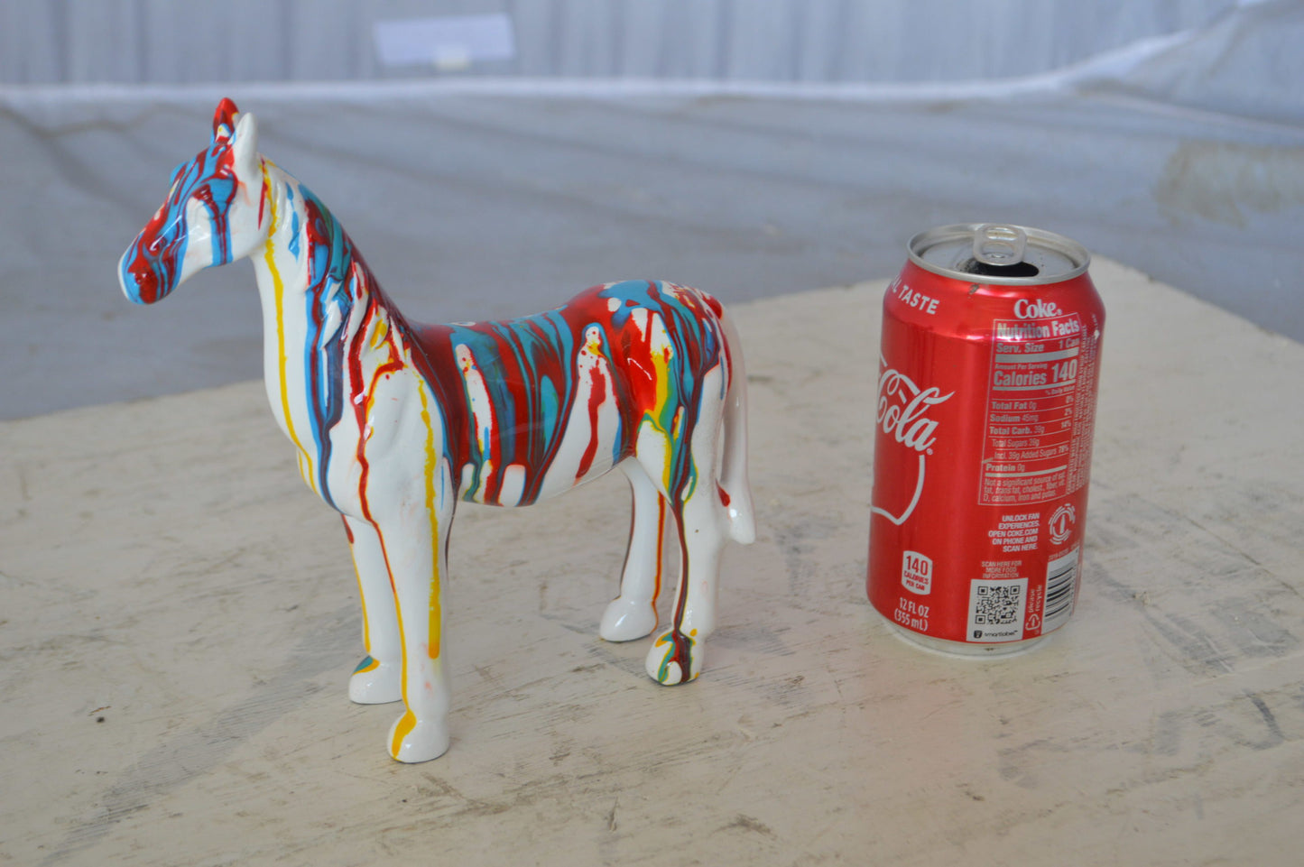 Modern art multicolored horse resin statue - Size: 8"L x 2"W x 8"H.