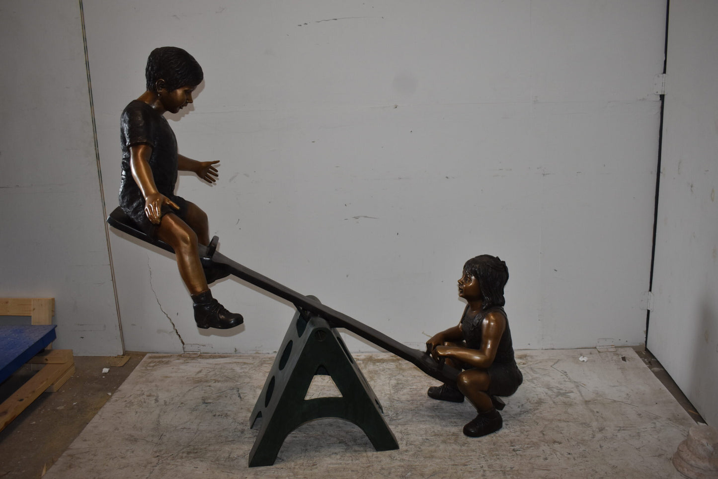 Playful Children on a See-Saw Bronze Statue Size: 76" x 27" x 59"H