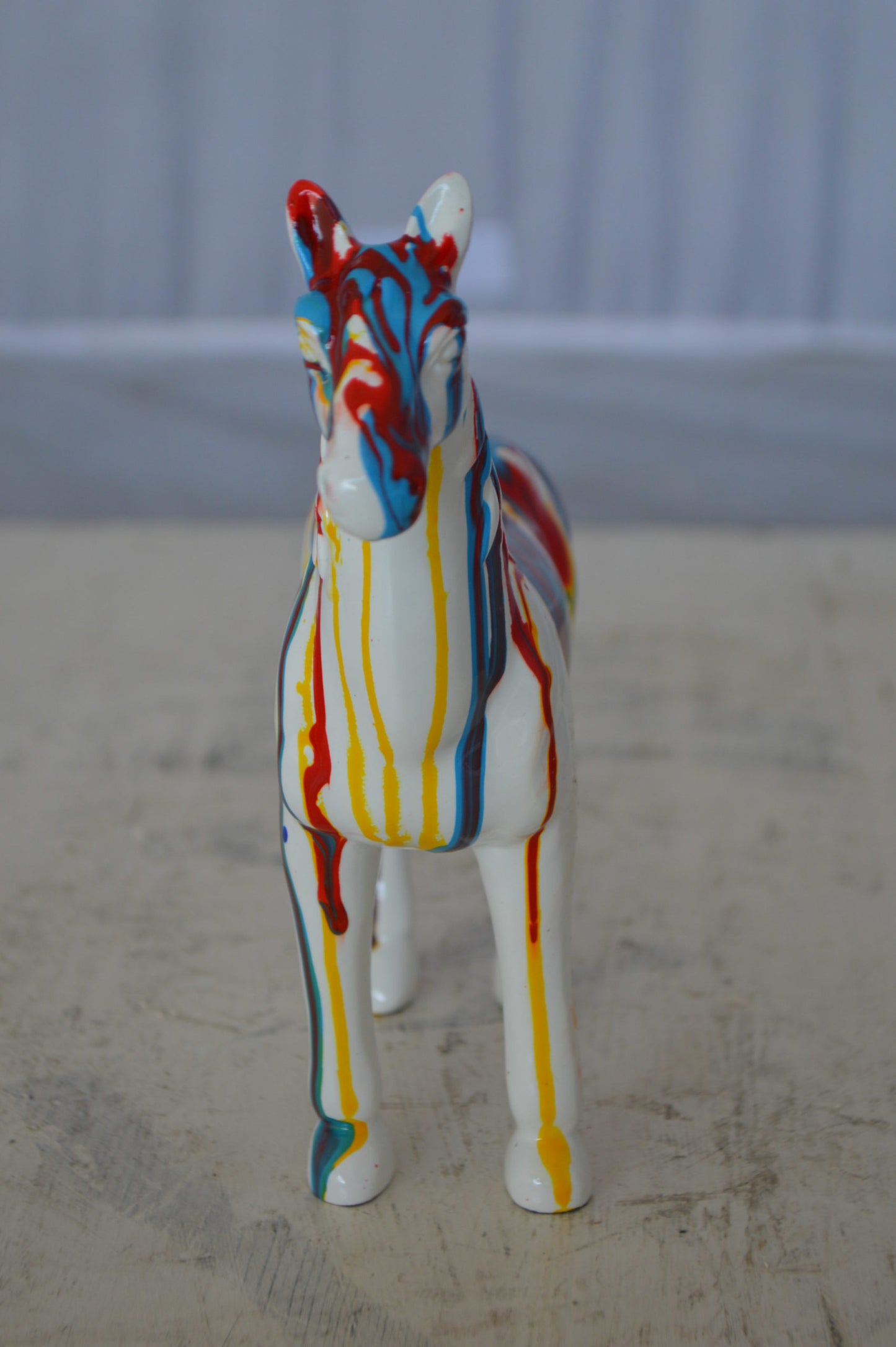 Modern art multicolored horse resin statue - Size: 8"L x 2"W x 8"H.