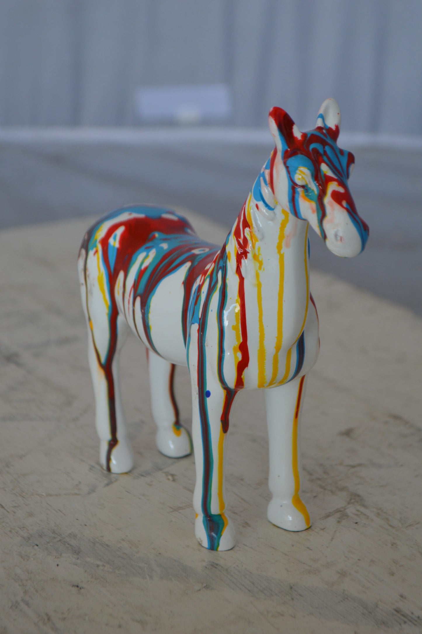 Modern art multicolored horse resin statue - Size: 8"L x 2"W x 8"H.