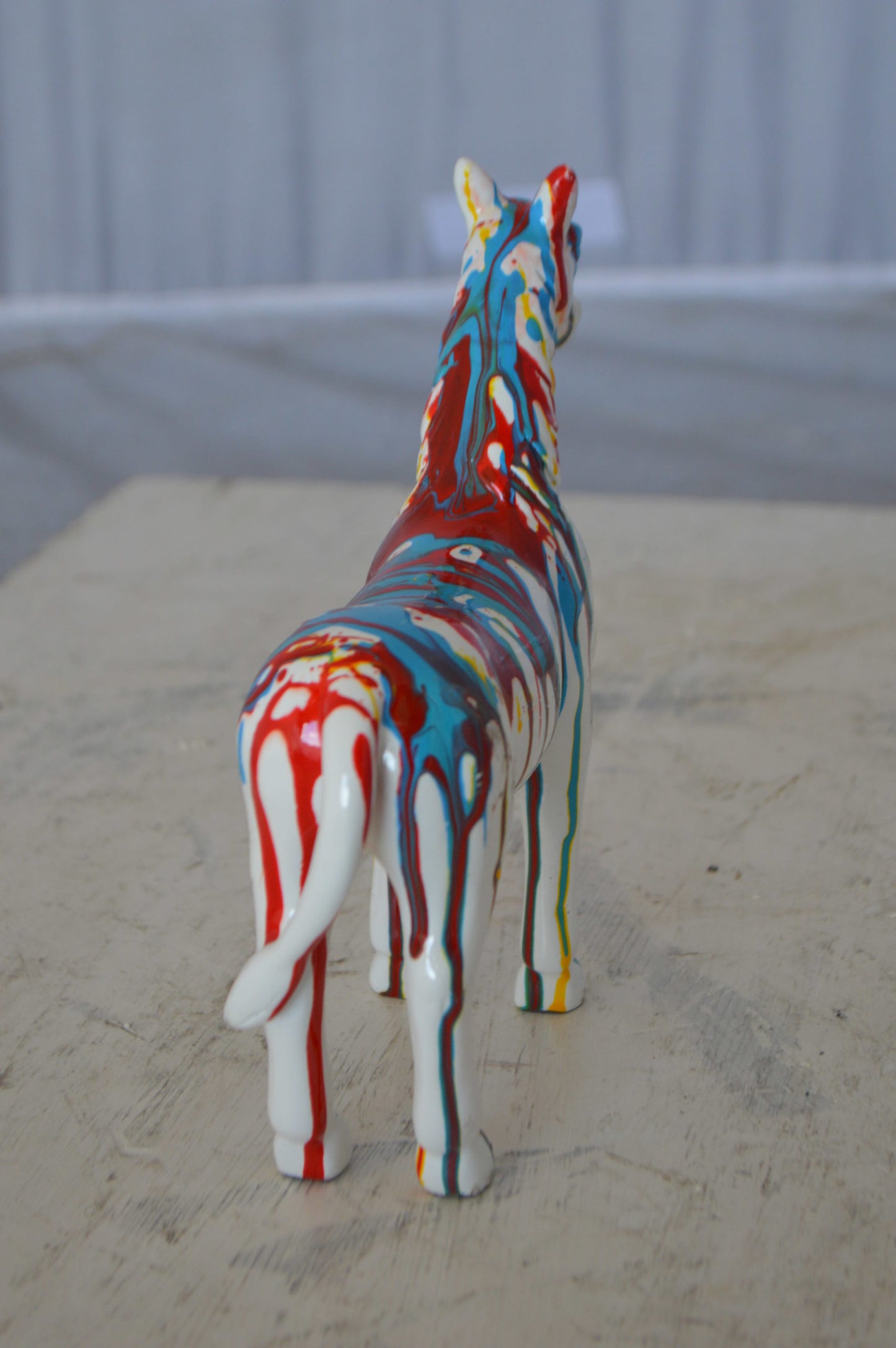 Modern art multicolored horse resin statue - Size: 8"L x 2"W x 8"H.