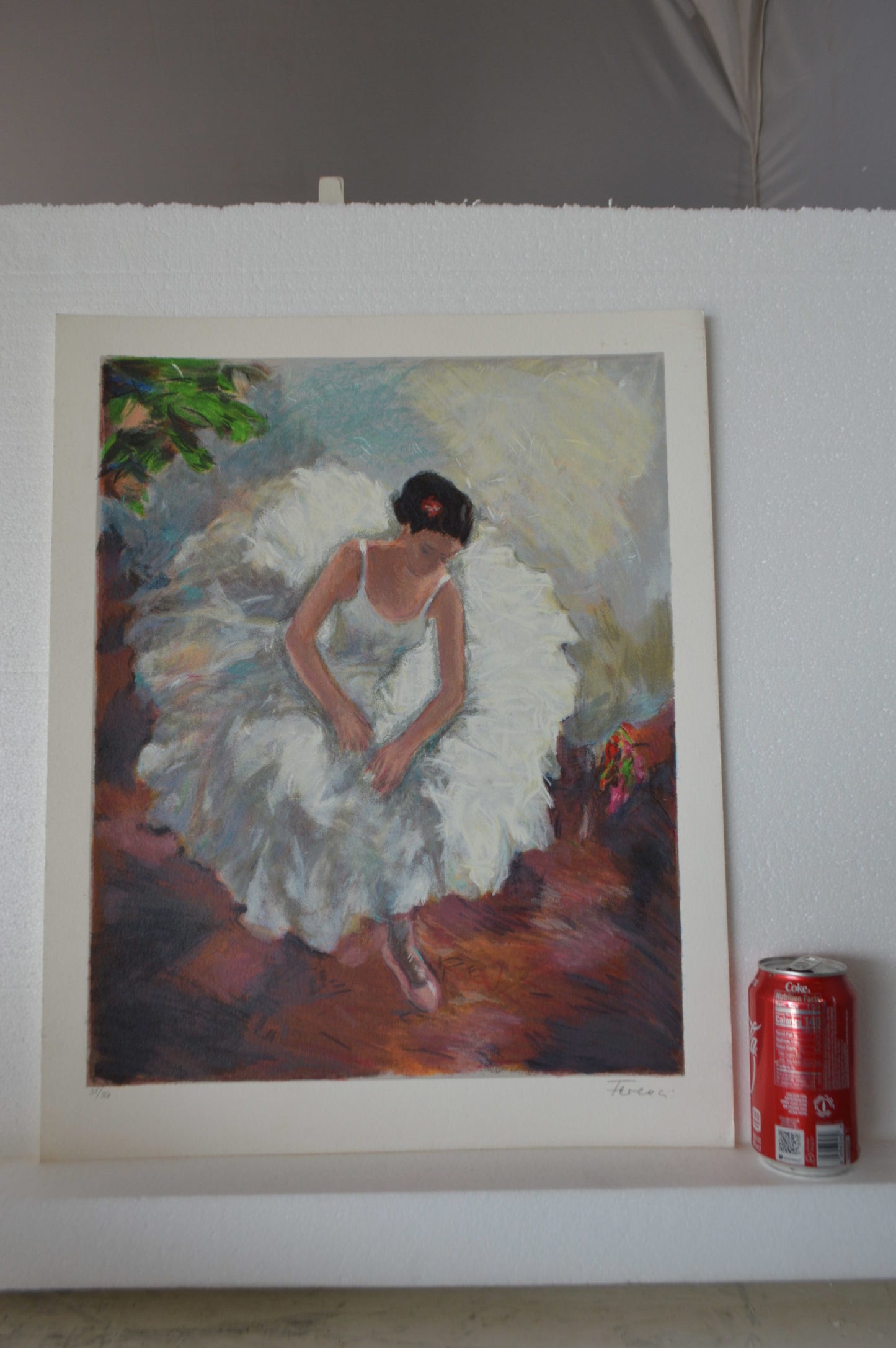 White Dancer serigraph by Hedva Firenci - Size: 15"L x 20"W