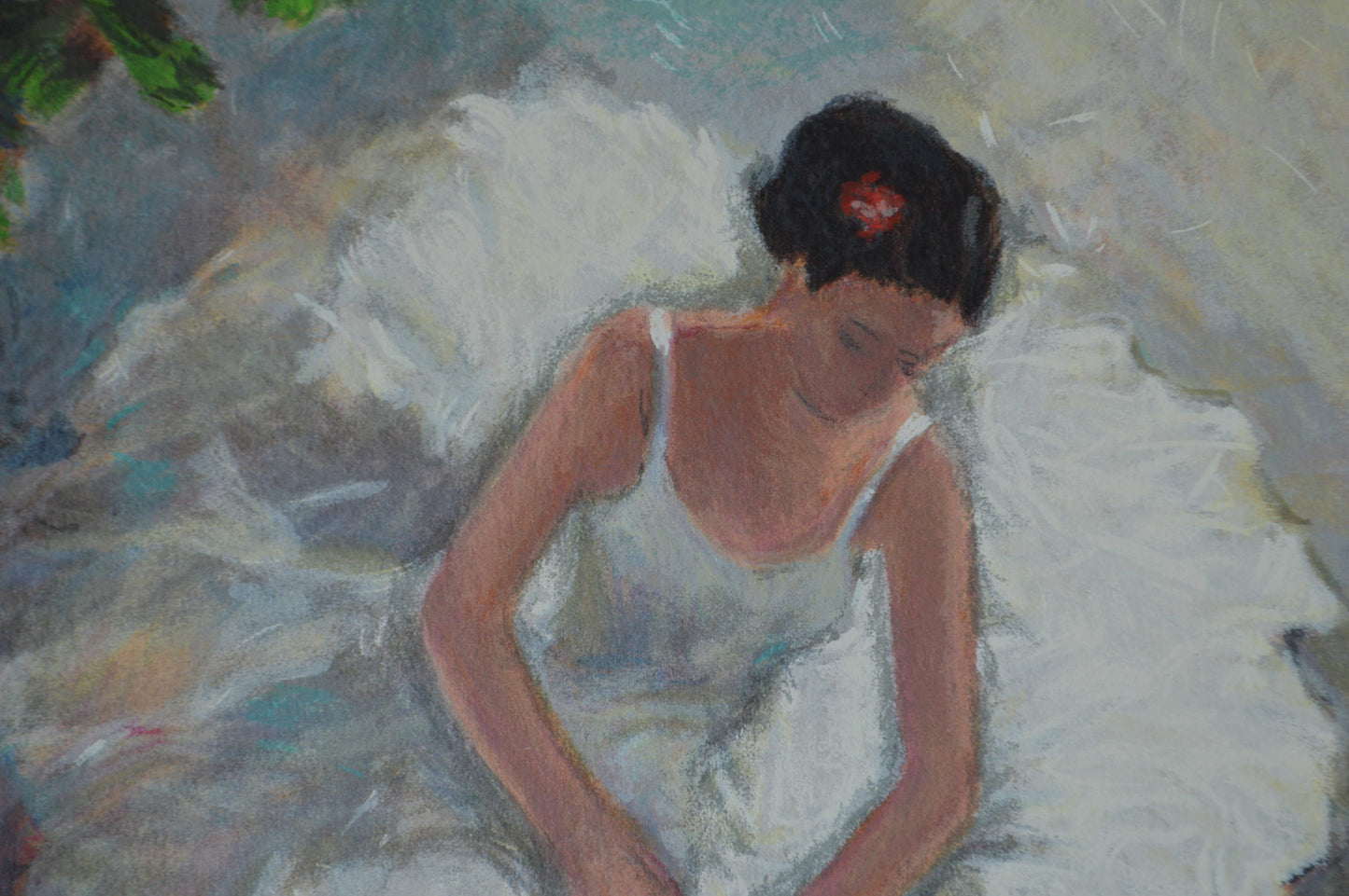 White Dancer serigraph by Hedva Firenci - Size: 15"L x 20"W