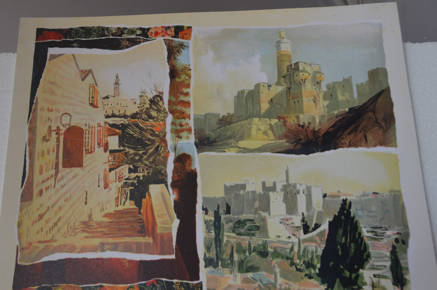 Jerusalem landscape and Fruit serigraph, Arie Azene - Size: 18"L x 26"W