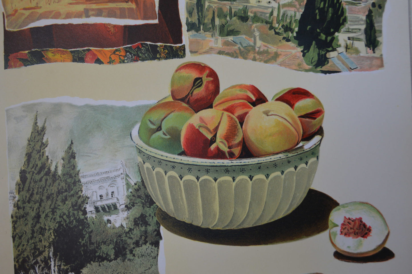 Jerusalem landscape and Fruit serigraph, Arie Azene - Size: 18"L x 26"W