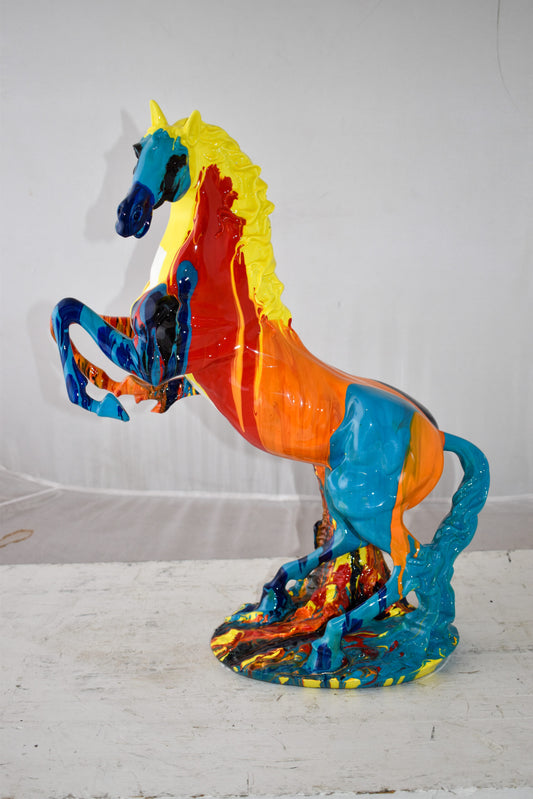 Rearing Horse Color Painted Made of Resin Size: 19" x 8" x 21"H