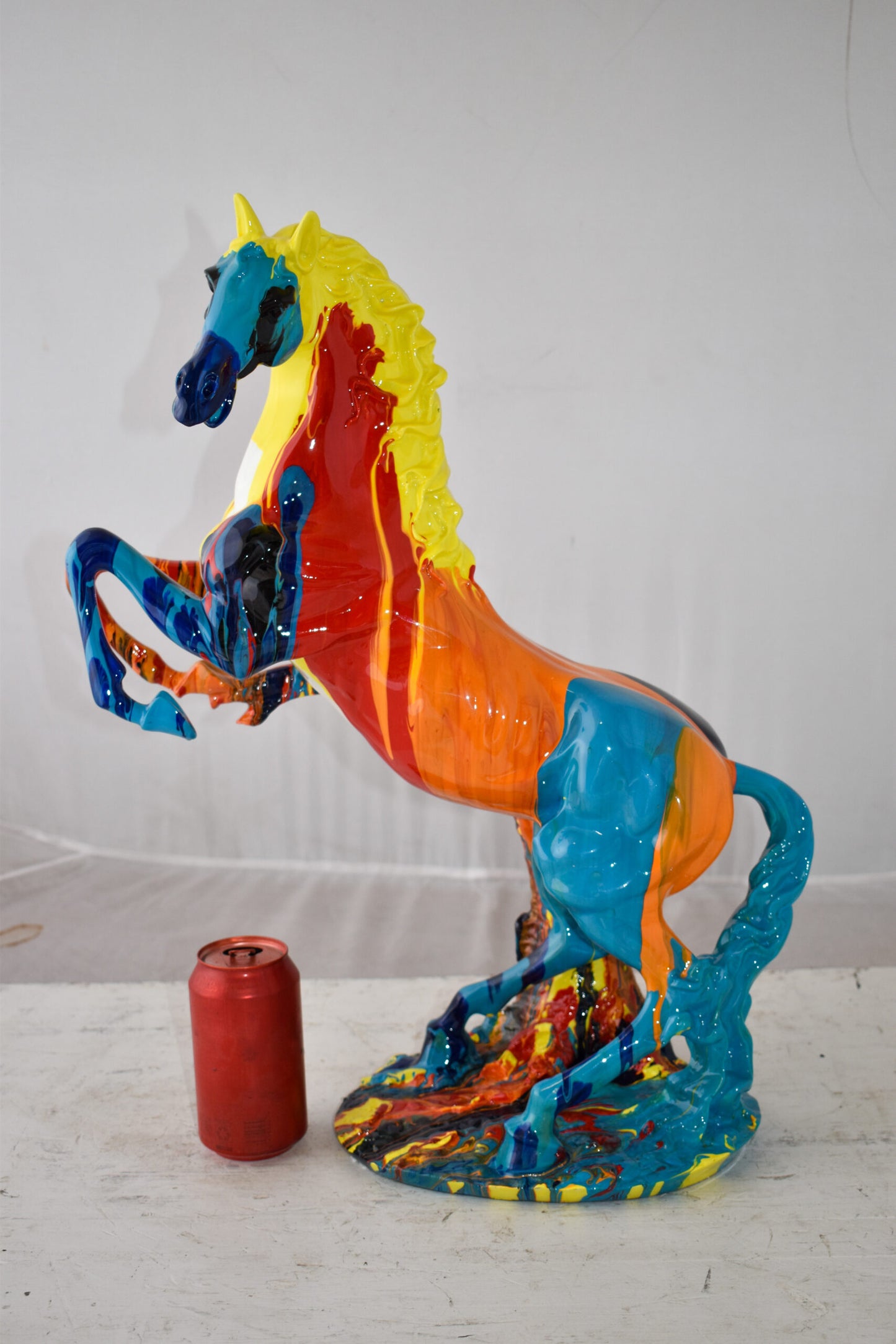 Rearing Horse Color Painted Made of Resin Size: 19" x 8" x 21"H