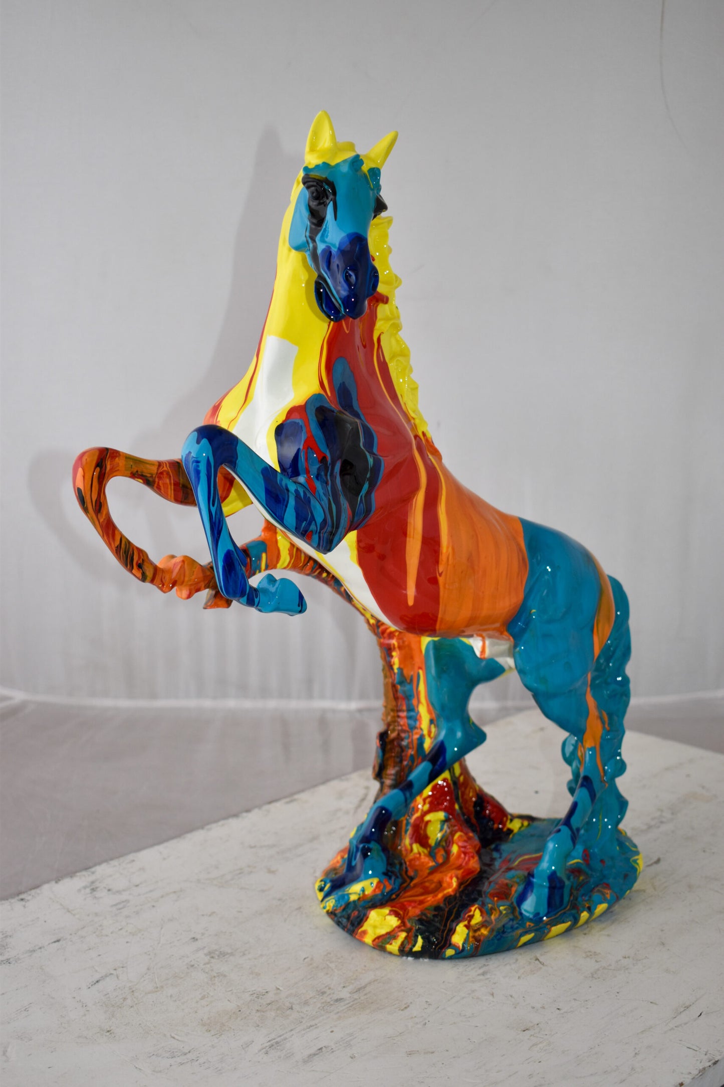Rearing Horse Color Painted Made of Resin Size: 19" x 8" x 21"H