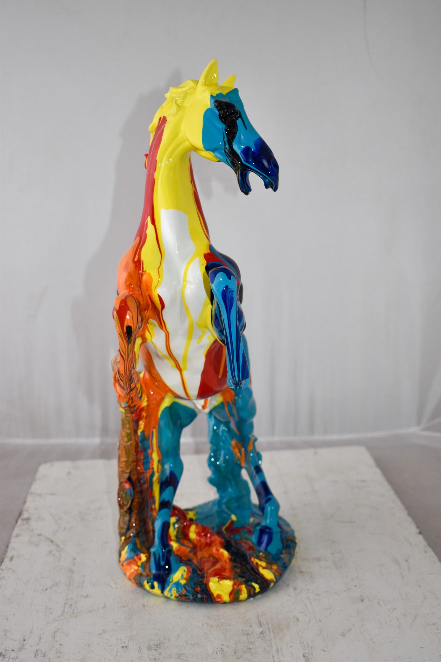 Rearing Horse Color Painted Made of Resin Size: 19" x 8" x 21"H