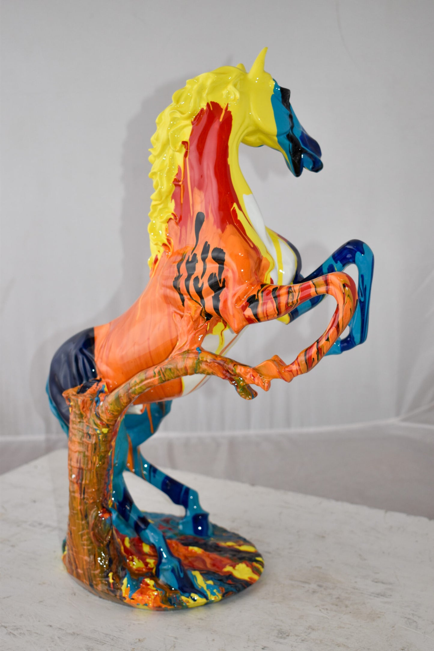 Rearing Horse Color Painted Made of Resin Size: 19" x 8" x 21"H