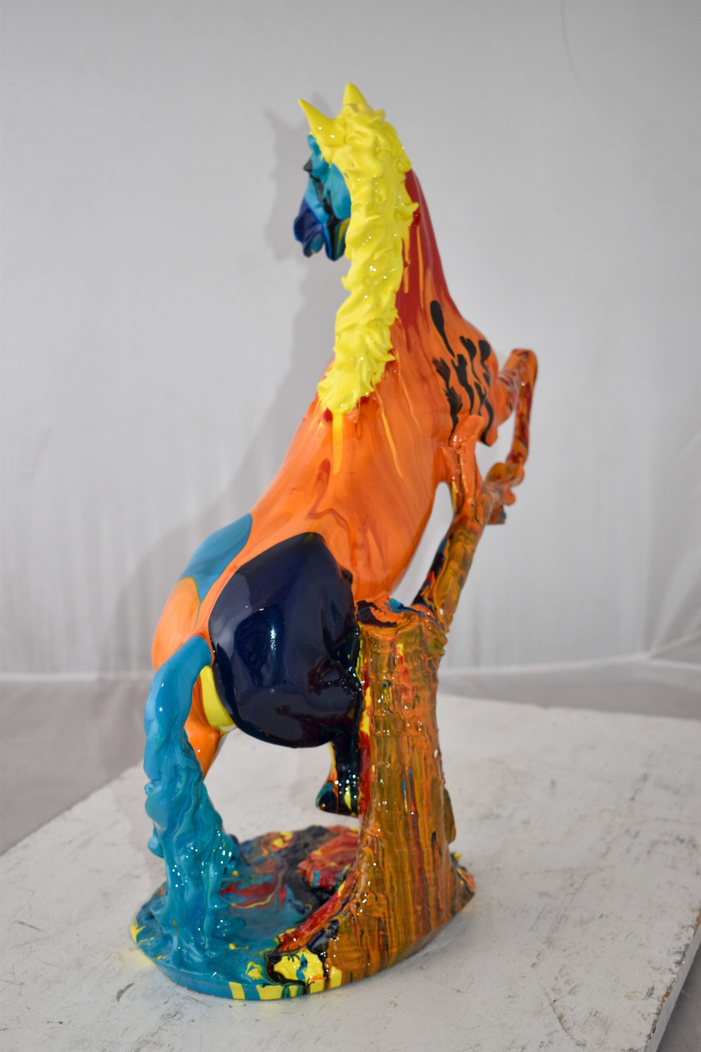 Rearing Horse Color Painted Made of Resin Size: 19" x 8" x 21"H