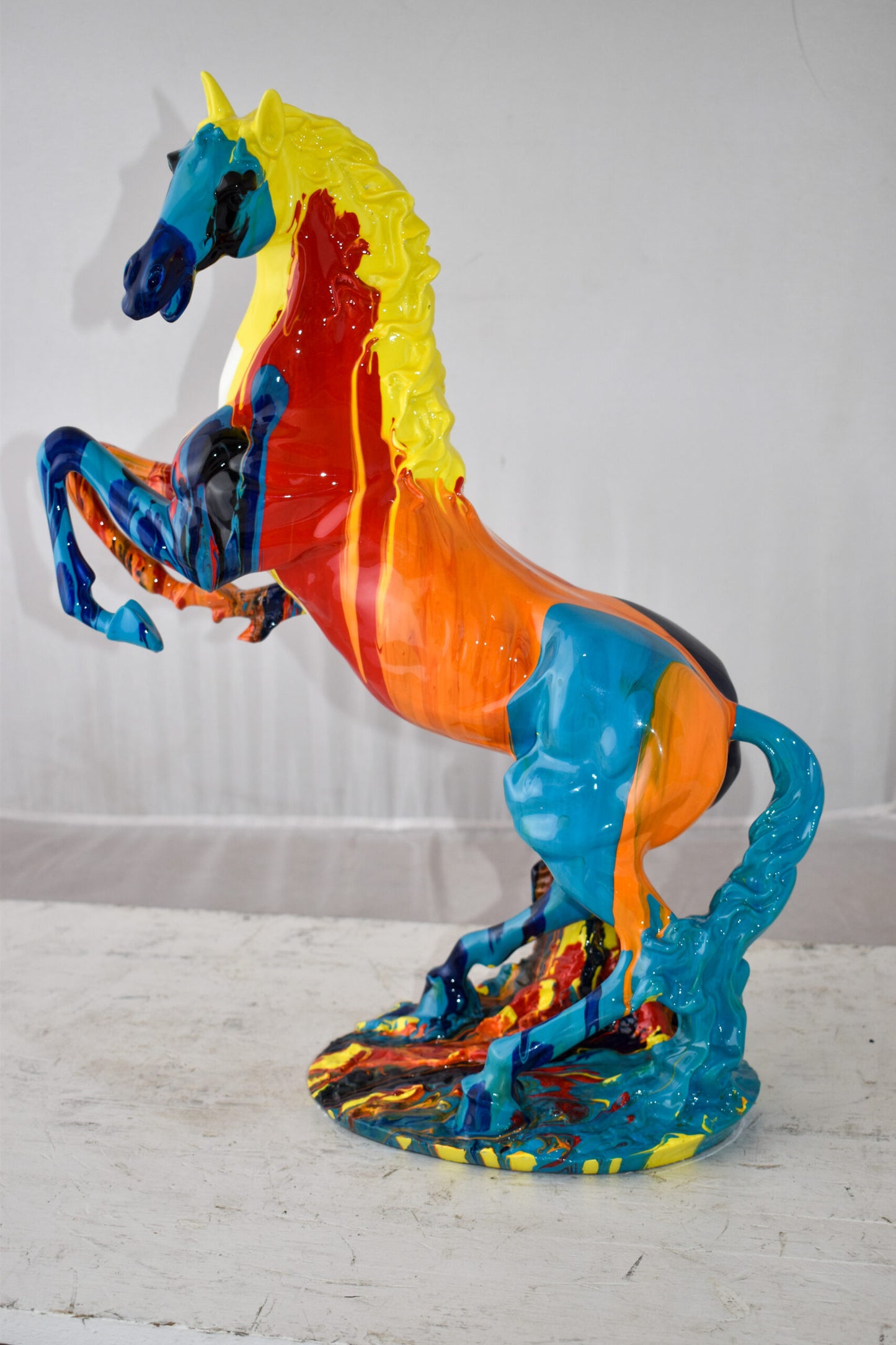 Rearing Horse Color Painted Made of Resin Size: 19" x 8" x 21"H