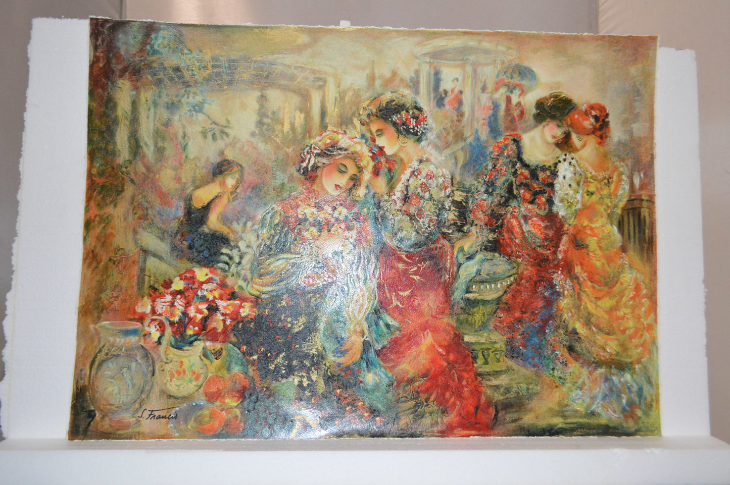 Ladies with Flowers serigraph by Sevitt Francis - Size: 36"L x 26"W
