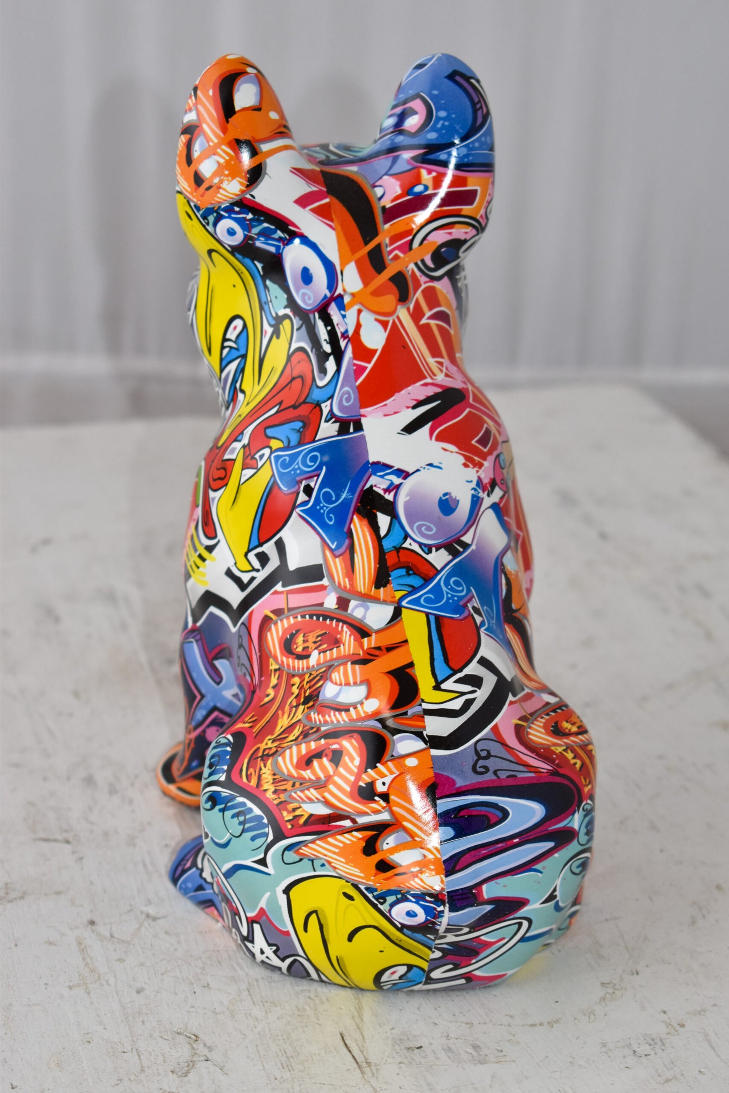 French Bulldog Painted Red Graffiti Resin Statue Size: 8" x 5" x 10"H