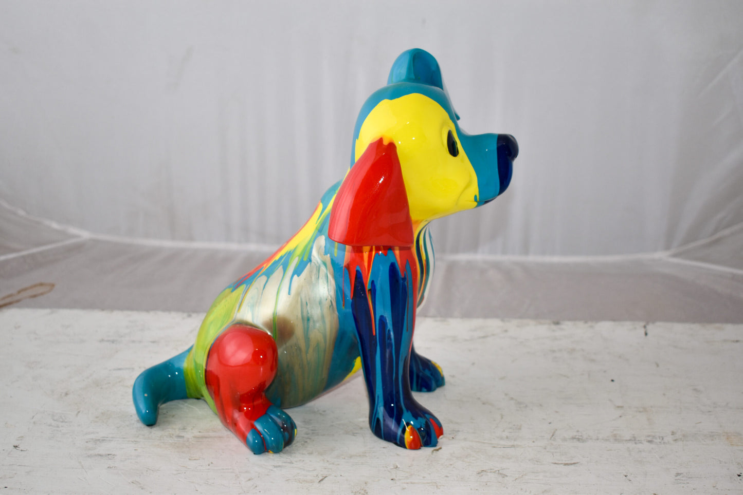 Colorful Jack Russel Terrier Dog Resin Statue Size: 13" x 12" x 8"H