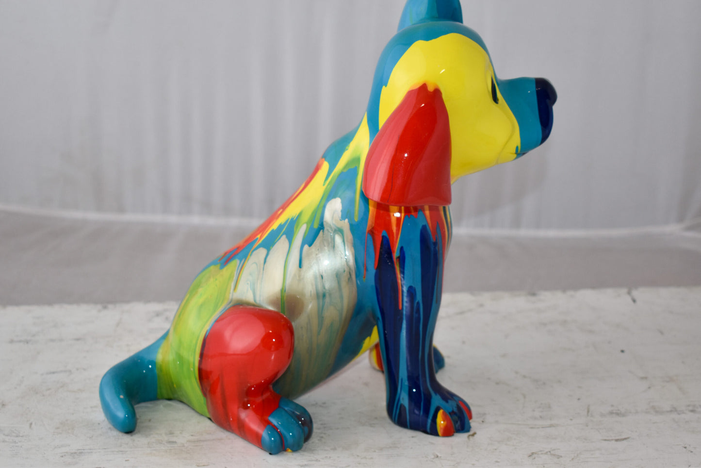 Colorful Jack Russel Terrier Dog Resin Statue Size: 13" x 12" x 8"H