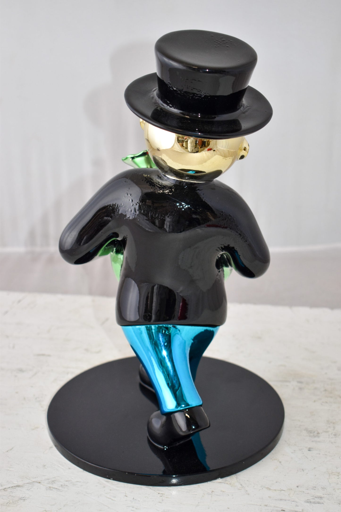 Vibrant Monopoly Man Holding Money Bag Resin Statue Small Size: 10" x 10" x 16"H