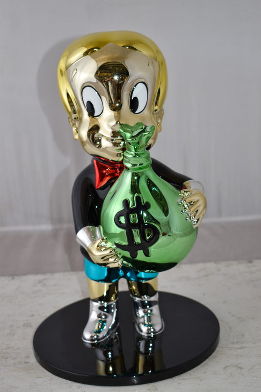 Monopoly Child Holding Money Bag Resin Statue Small Size: 1" x 10" x 15"H