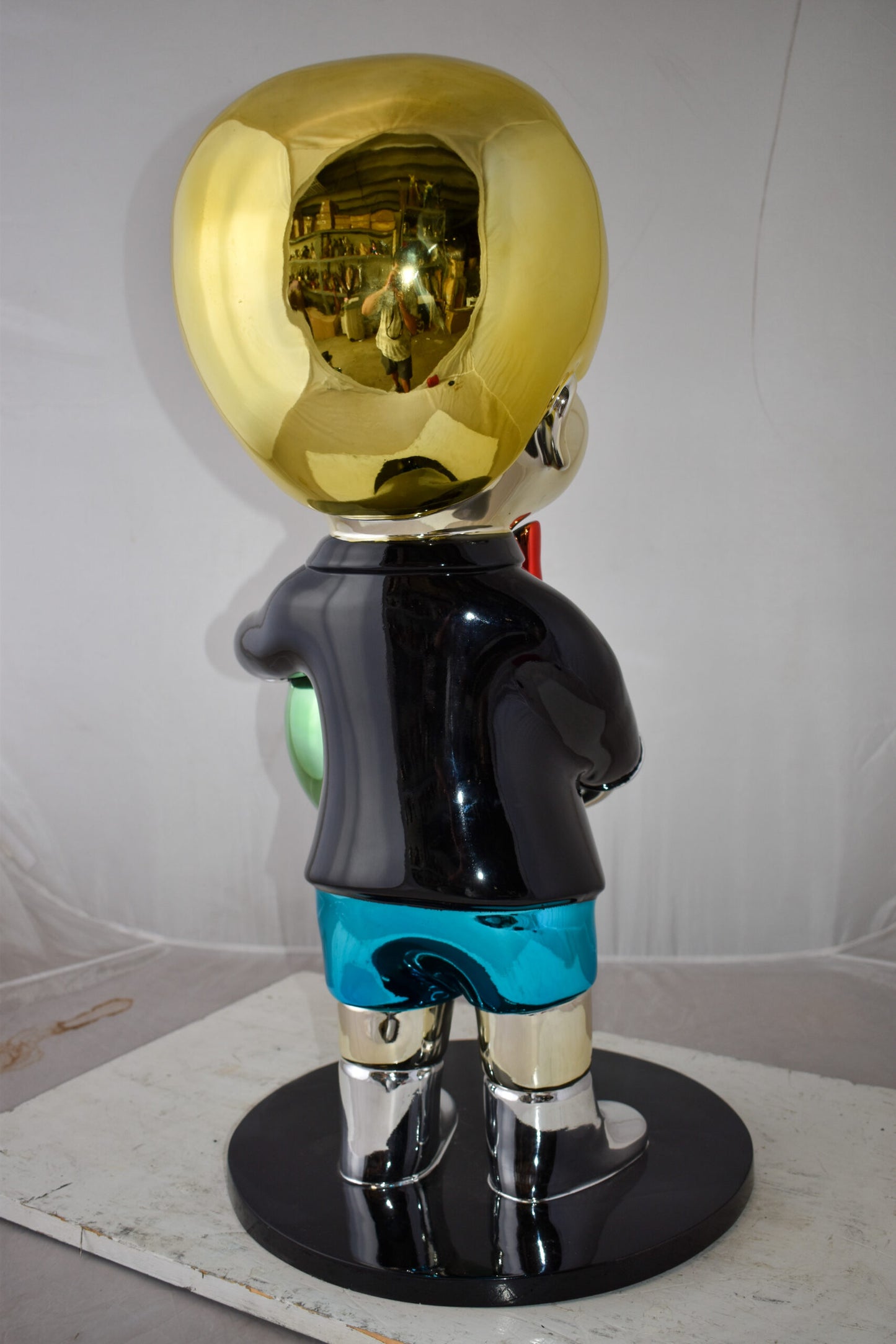 Excited Cartoon Boy Holding Money Bag Resin Statue Large Size: 16" x 16" x 32"H