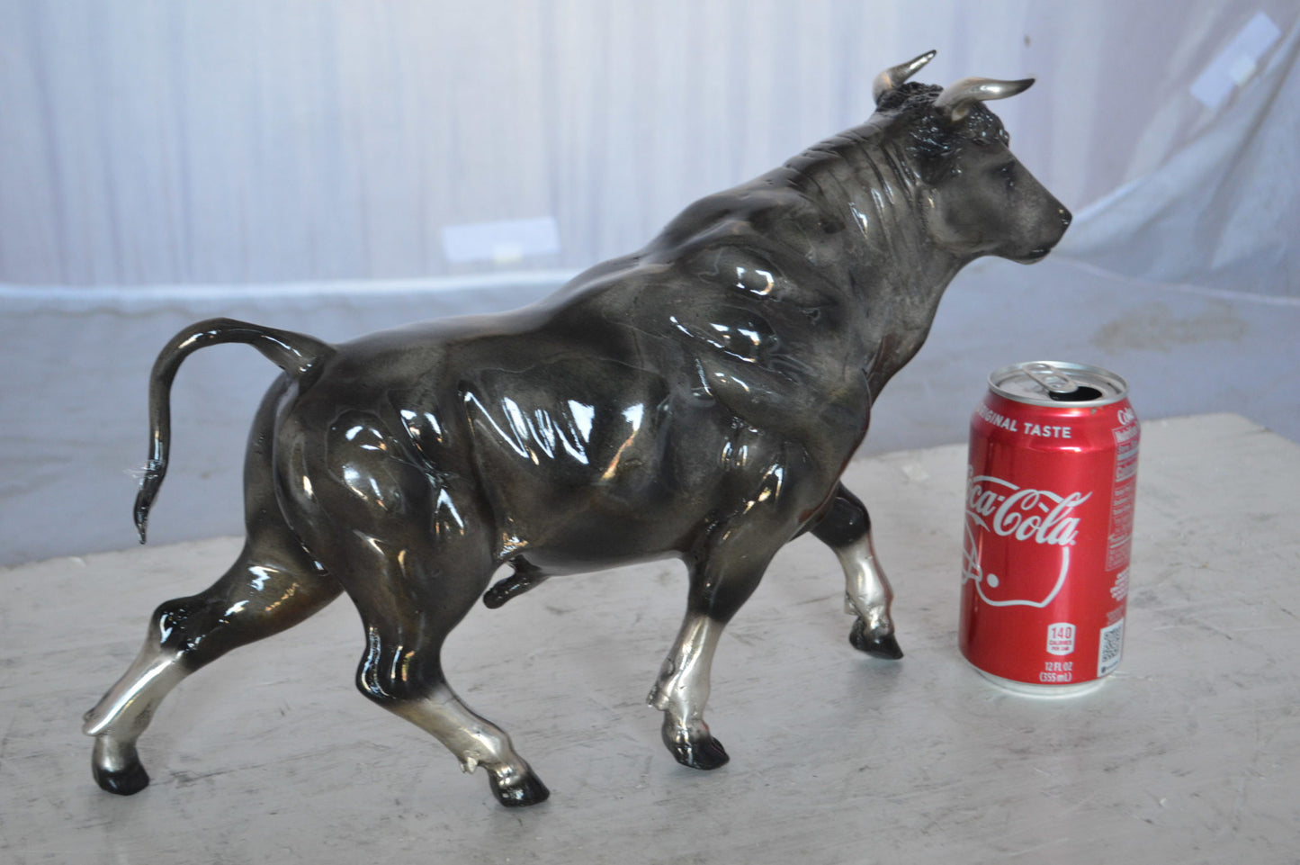 Trotting Bull Bronze Statue - Size: 13"L x 3"W x 10"H.
