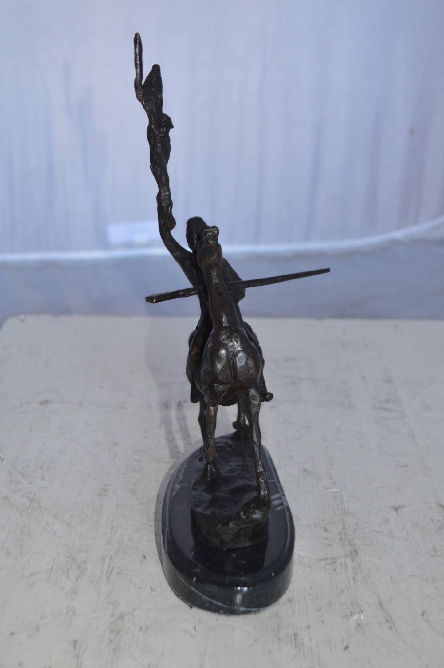 Buffalo Signal Bronze Statue by Remington 13H - Size: 8"L x 3"W x 13"H.