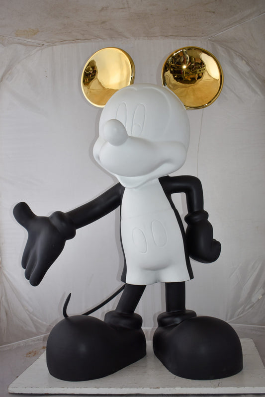 Monochrome Mickey Mouse with Gold Ears Resin Statue Size: 31" x 15" x 48"H