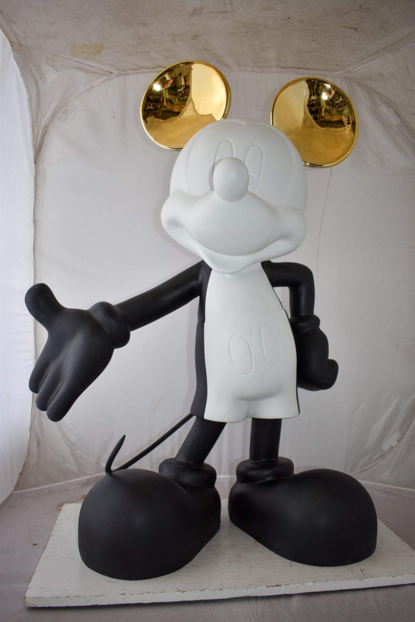 Monochrome Mickey Mouse with Gold Ears Resin Statue Size: 31" x 15" x 48"H