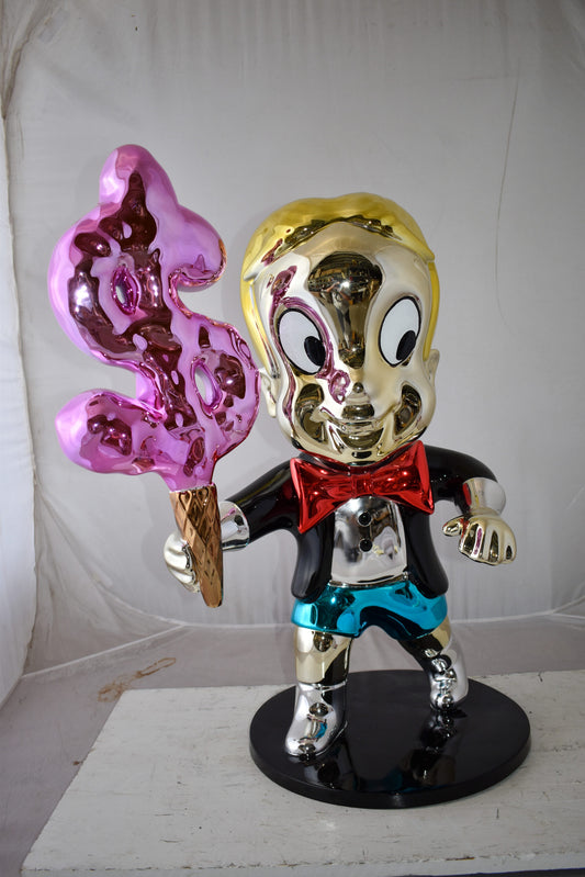 Cartoon Monopoly Boy with Money Cotton Candy Resin Statue Size: 15" x 24" x 31"H