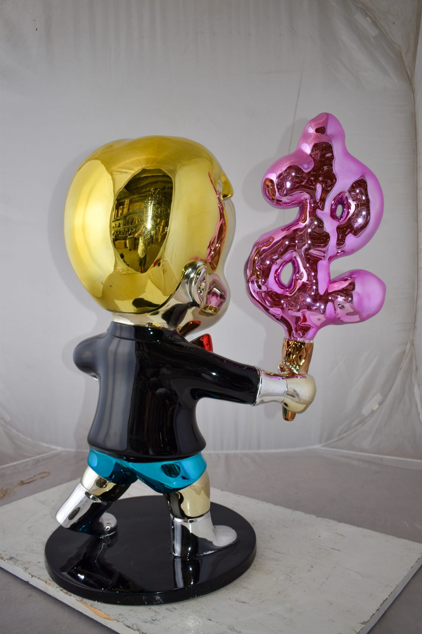 Cartoon Monopoly Boy with Money Cotton Candy Resin Statue Size: 15" x 24" x 31"H