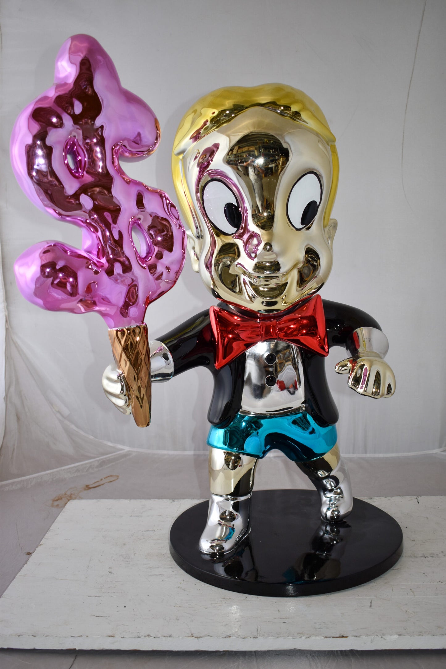Cartoon Monopoly Boy with Money Cotton Candy Resin Statue Size: 15" x 24" x 31"H