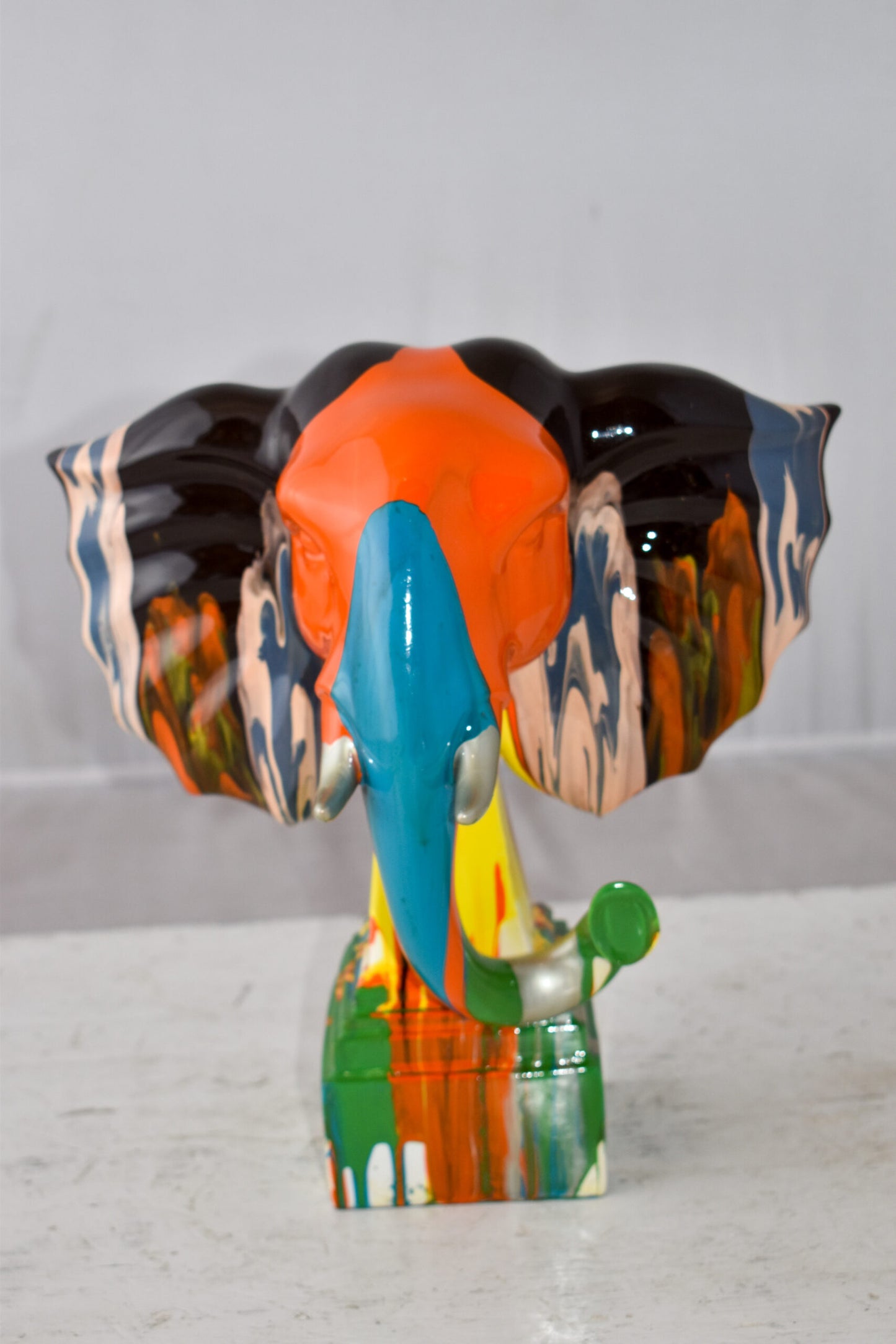 Elephant Ears Modern Looking Multicolored Resin Statue Size: 11" x 7" x 11"H