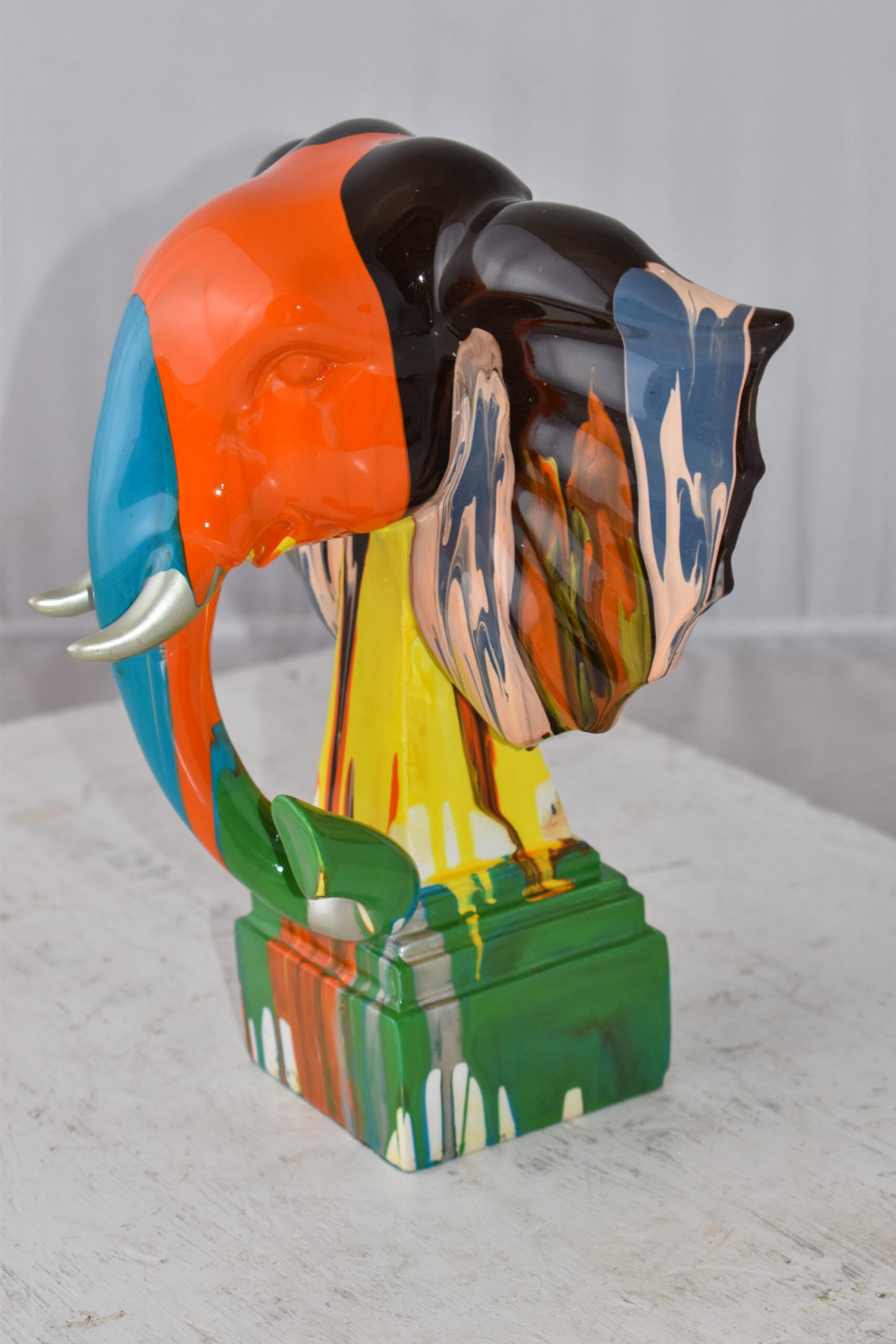 Elephant Ears Modern Looking Multicolored Resin Statue Size: 11" x 7" x 11"H