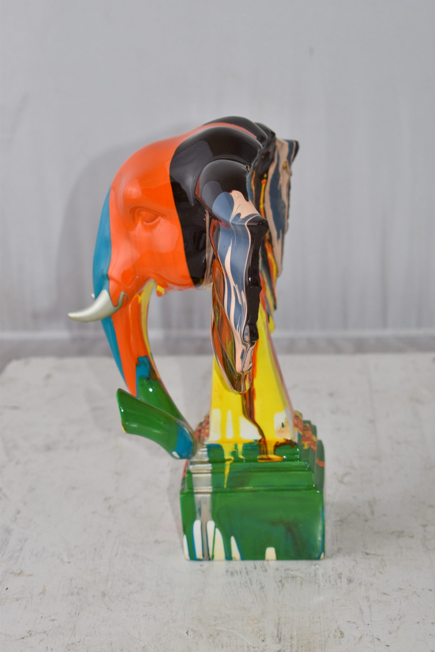Elephant Ears Modern Looking Multicolored Resin Statue Size: 11" x 7" x 11"H
