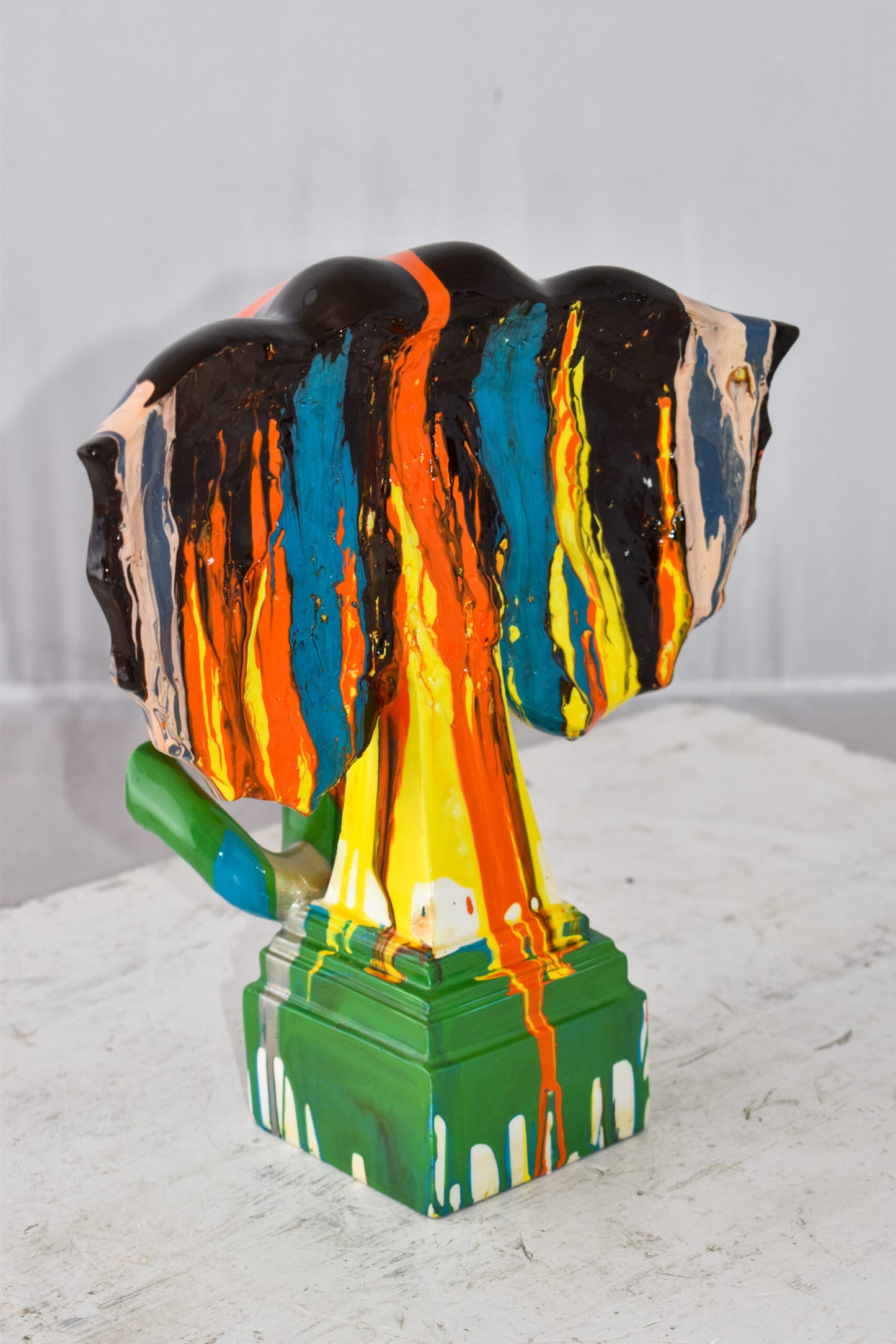 Elephant Ears Modern Looking Multicolored Resin Statue Size: 11" x 7" x 11"H