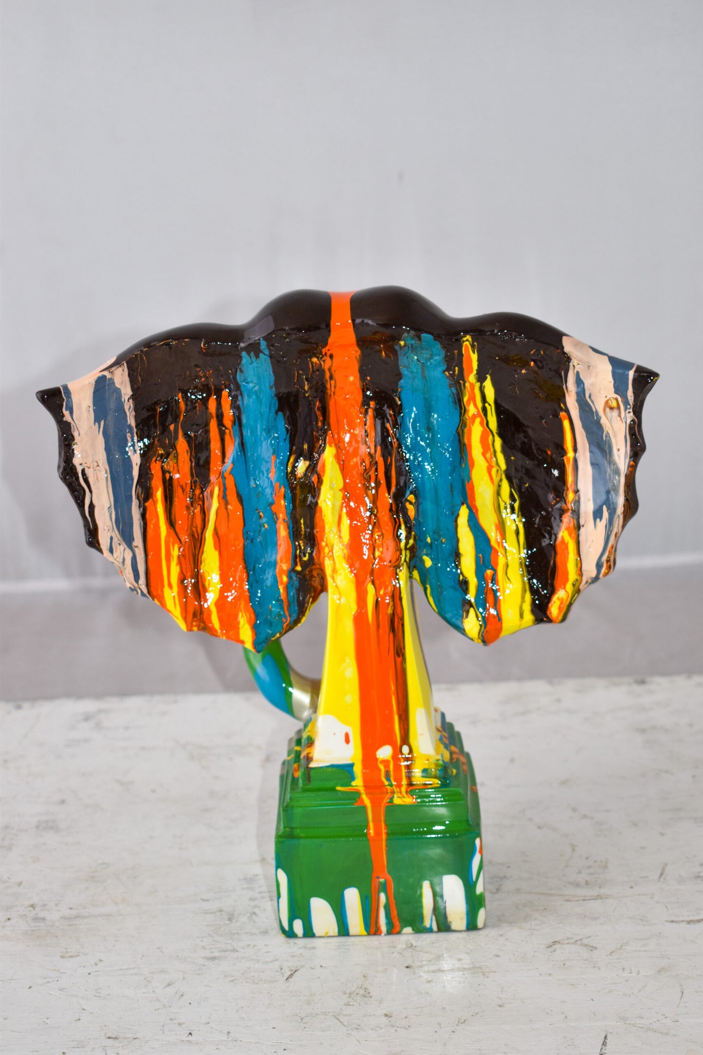 Elephant Ears Modern Looking Multicolored Resin Statue Size: 11" x 7" x 11"H