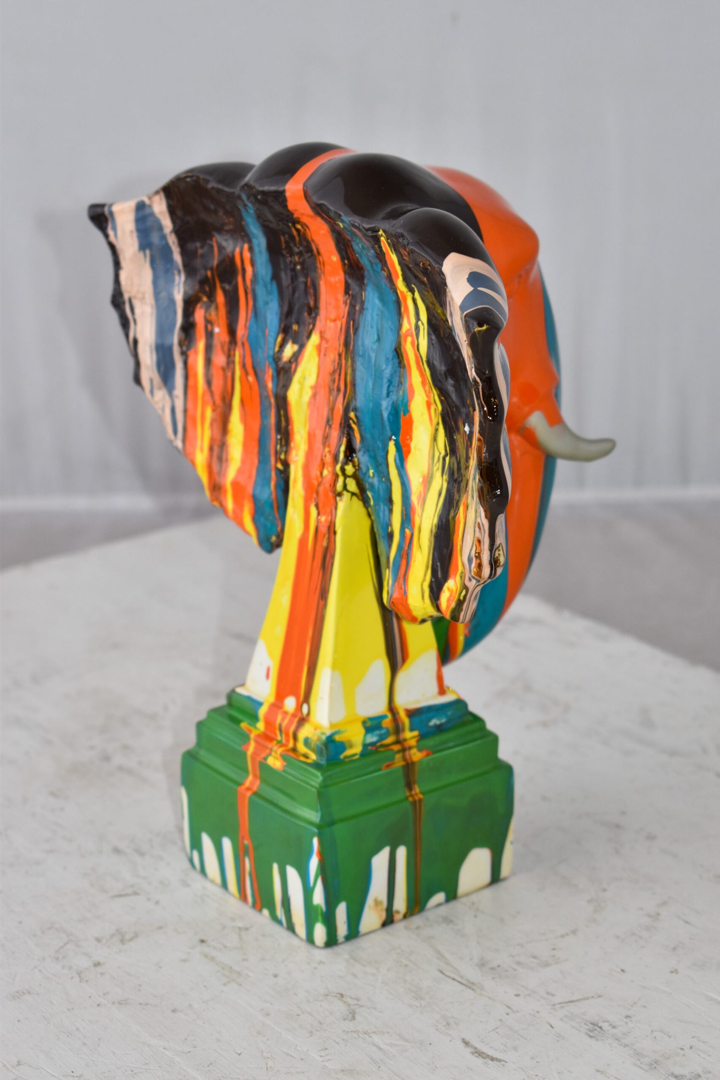 Elephant Ears Modern Looking Multicolored Resin Statue Size: 11" x 7" x 11"H