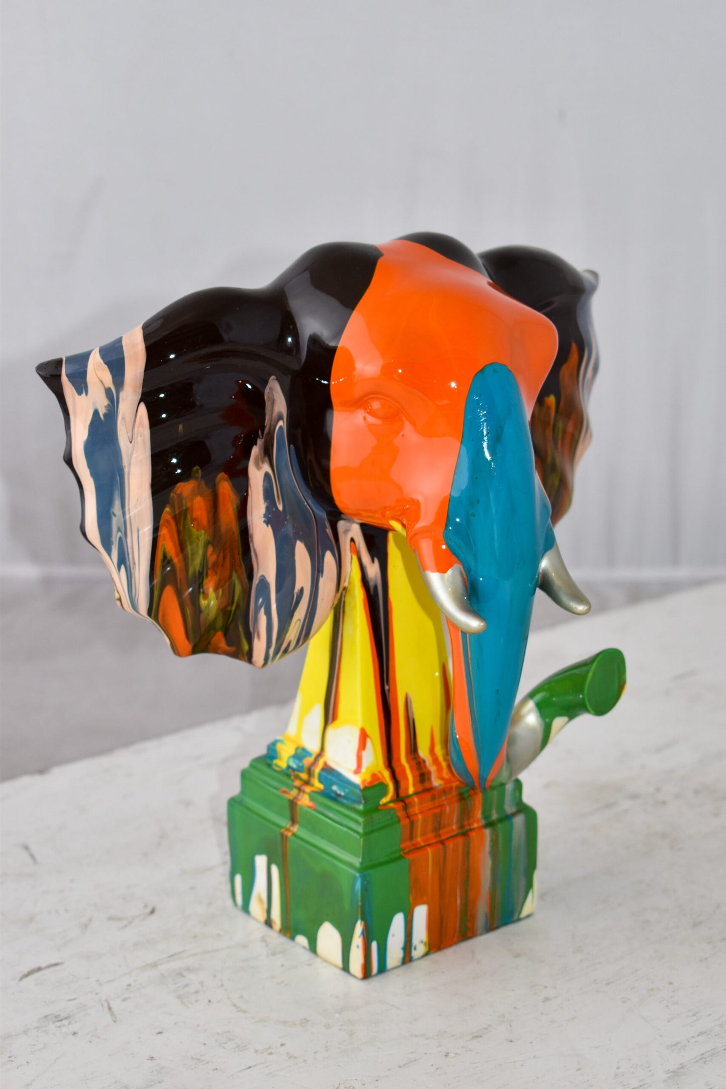 Elephant Ears Modern Looking Multicolored Resin Statue Size: 11" x 7" x 11"H